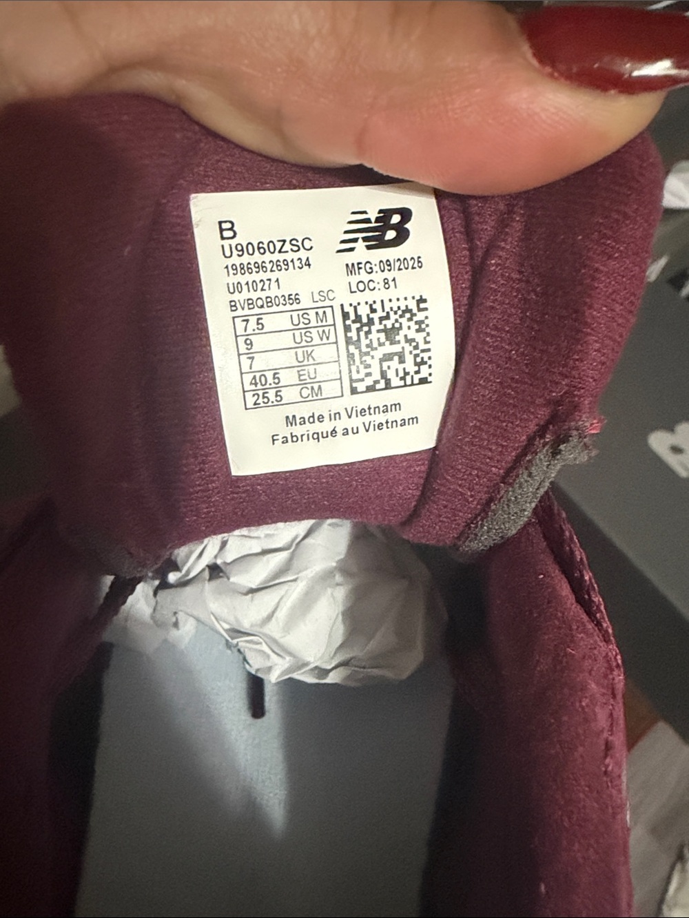 New Balance Women's Burgundy Suede & Maroon Chunky Sneakers - Picture 3 of 3